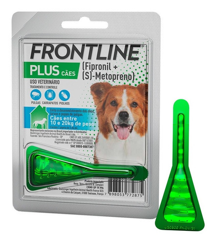 Antipulgas Frontline Plus M Para Cães De 10 A 20 Kg