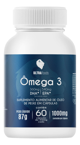 Ômega 3 Dha 360mg E Epa 540mg 60caps Ultra Foods Sem Sabor