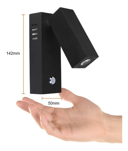 Lampara Para Lectura Muro Negro 3.4w Luz Suave Cálida Tecnolite TLLED-2051/N