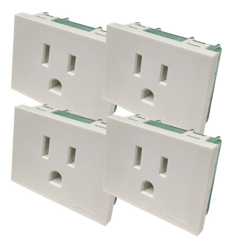 Toma Tipo Euroamericano / Americano 10a/15a Cambre Pack X4 Color Blanco