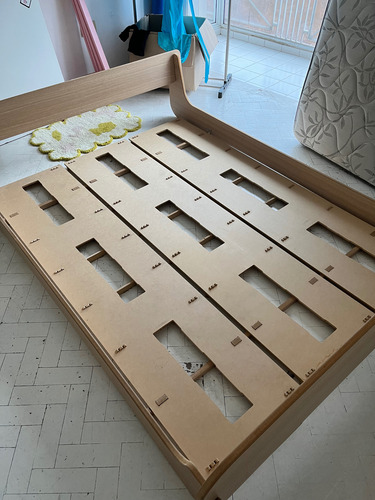 Cama De 2 Plazas Tipo Tatami Desarmable Beige Desarmable (Usado)
