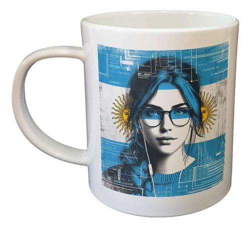 Taza Plastico Programacion Argentina Rostro Mujer