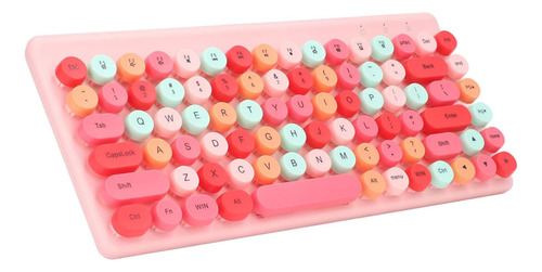 Set Teclado Y Mouse Inalámbrico Ergonómico Rosado