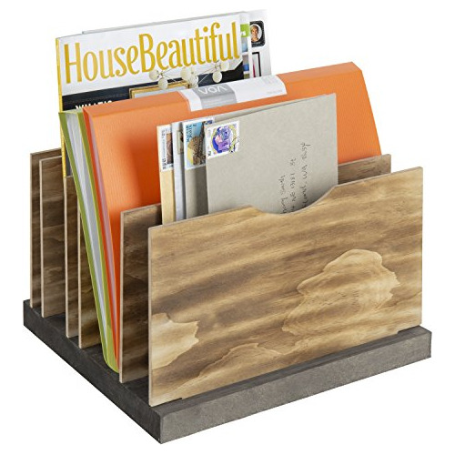 Mygift Organizador De Documentos De Madera Con 5 Ranuras Aju