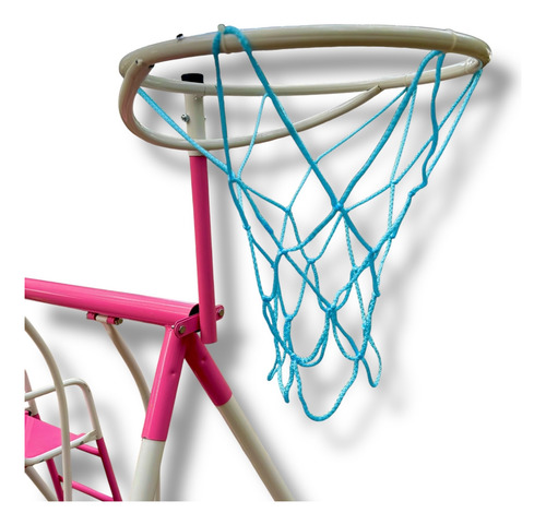 Columpio Y Resbaladilla + Canasta De Basket Rosa