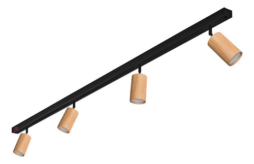 Lampara De Techo Riel Infinit 4 Madera Luces Lampara Led Estructura Negro