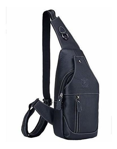 Imagen 2 de 7 de Cuero Genuino Mens Pecho Bolsa Casual Crossbody Bolso Hombr