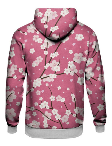 Imagem 2 de 2 de Blusa Moletom Capuz Flor De Cerejeira Floral Flores Vintage