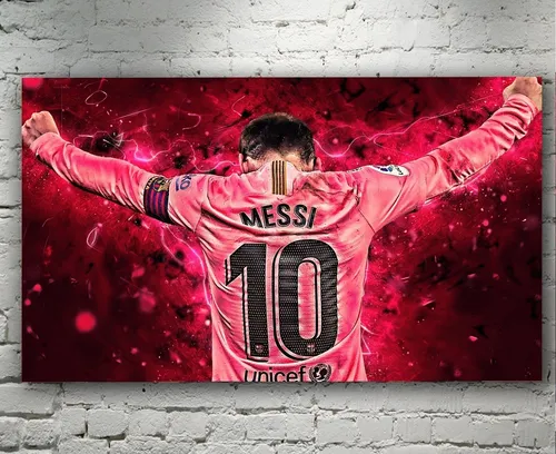Cuadro Decorativo Lionel Messi Barcelona Camiseta Rosa 30x45