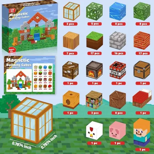 Bloques Magnéticos Tipo Minecraft X100 Piezas | Cuotas sin interés