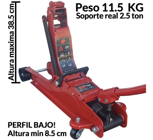 Imagen 2 de 9 de Crique Carrito Gato Hidráulico 2.5 T Slim Reforzado Auto 4x4
