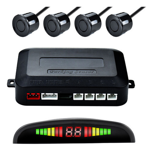 Sensor Retroceso Para Auto Display Kit Completo Color Negro