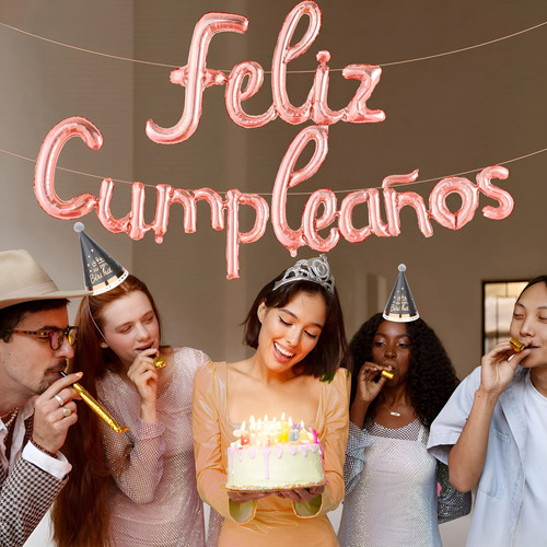 Globo Metálico Feliz Cumpleaños Happy Birthday Party Supplie Color Rosa Feliz Cumpleaños Rose Gold