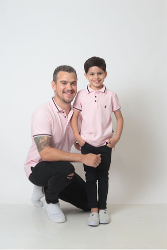 Kit Tal Pai Tal Filho Polos Masculina Rosa Amor