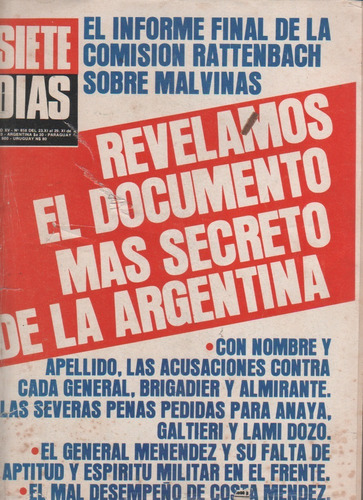 Revista Siete Dias * Informe Sobre Malvinas - Porcel - 1983