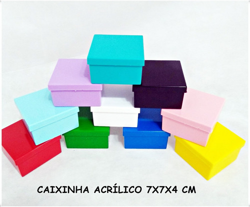 60 Caixinha Acrílico 7x7x4 Cm Coloridas R$ 62,00