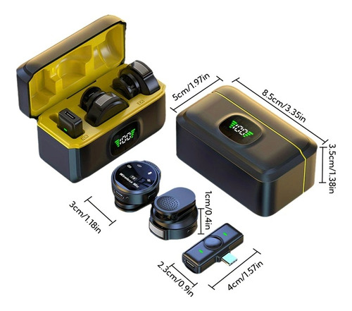 Microfone Lapela J6 Magnético Imã Sem Fio Redondinho Preto Tipo C Android/iphone 15 -16