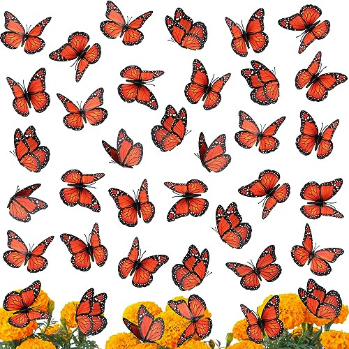 48 Piezas De Decoraciones De Mariposa Monarca Día De M...