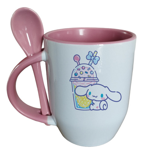 Taza Con Cuchara Cinnamoroll Hello Kitty Personalizable
