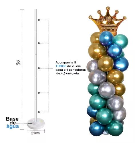 Suporte para balões, base plástica de 21 cm + 10 varetas tamanhos