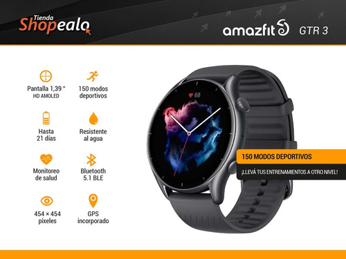 Imagen 2 de 7 de Smartwatch Reloj Amazfit Gtr 3 Negro 1.39 Gps Amoled Spo2 -*