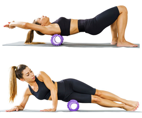 Rodillo Foam Roller 33cm Espuma Yoga Masajeador Grabado Color Violeta