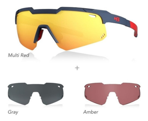Óculos Hb Shield Evo Mountain Kit 3 Multi Red Gray Amber Cor Branco Cor da armação Azul