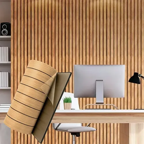 Painel Ripado Flexível Autocolante Parede Decorativo Adesivo Adesivo Bege Bege