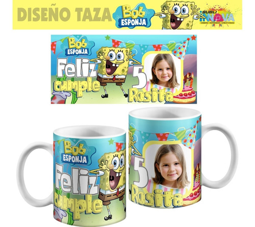 12 Tazas Personalizadas Bob Esponja Recuerdo Cumpleaños