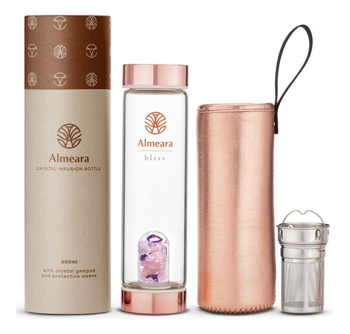 Almeara Botella De Agua Con Infusion De Cristal, Amatista, C