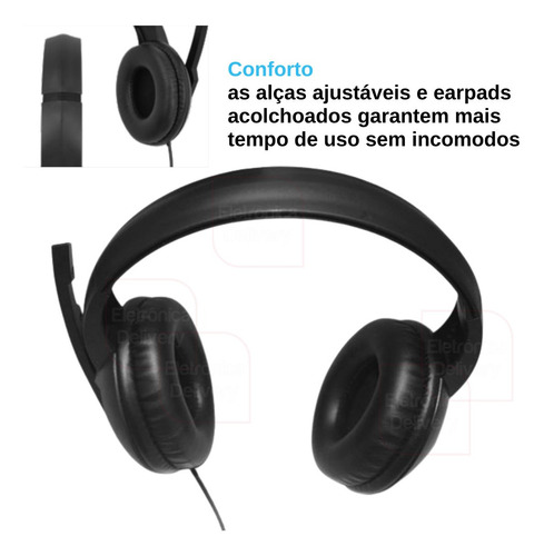 Imagem 4 de 8 de Fone Headset Office P3 Preto Multilaser C/ Microfone - Ph373