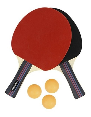 Imagen 1 de 3 de Set Ping Pong 2 Paletas + 3 Pelotas Sensei Una Estrella 