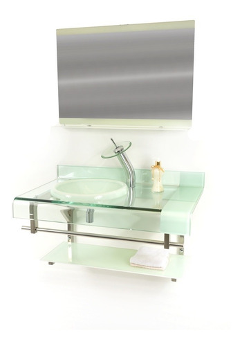Gabinete De Vidro Branco P/ Banheiro - Com Espelho - 70cm
