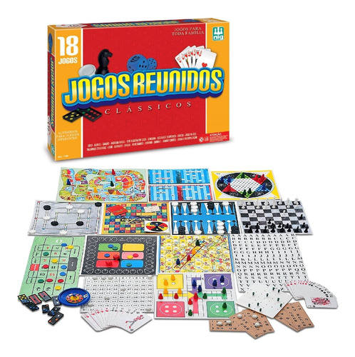 18 Jogos Clássicos Reunidos  Tabuleiro Nig Brinquedos 1164