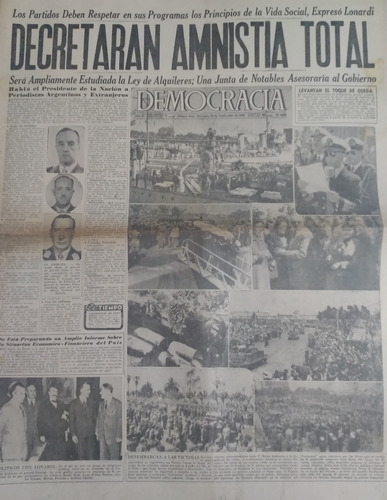 Diario Democracia 28/9/1955 Golpe De Estado,amnistia Total