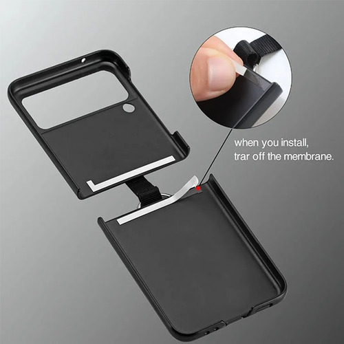 Carcasa For Samsung Z Flip 4 Cuero Premium Color Con Anillo