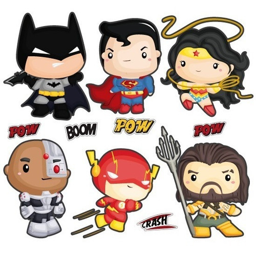 Stickers Decoración Liga De La Justicia Superheroes Funko Color Multicolor