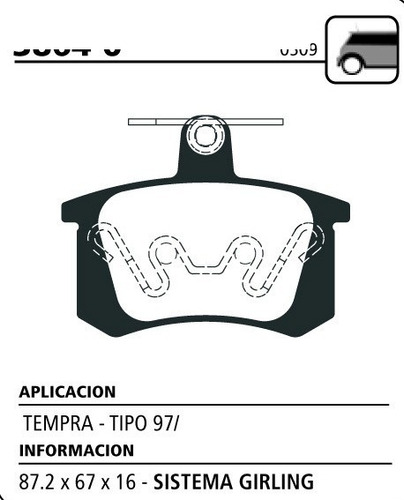 Juego Pastillas De Freno Trass Litton P/ Fiat Tipo 1994-1997