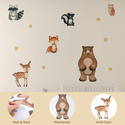 Animales Lindos Calcomanías De Pared Peel And Stick, Vinilo