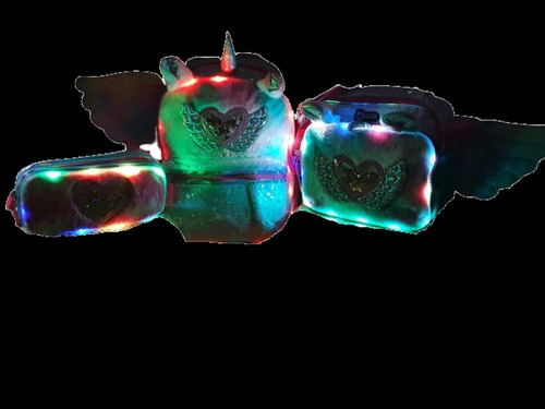 Kit Mochila Primaria Unicornio Con Luz + Lonchera Lapicera