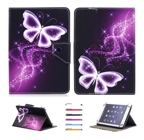 Mariposa Púrpura Folio Hebilla Cubierta Funda Universal Para