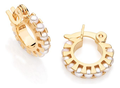 Brinco Rommanel Argola Com Pérolas Banhado A Ouro - 525123