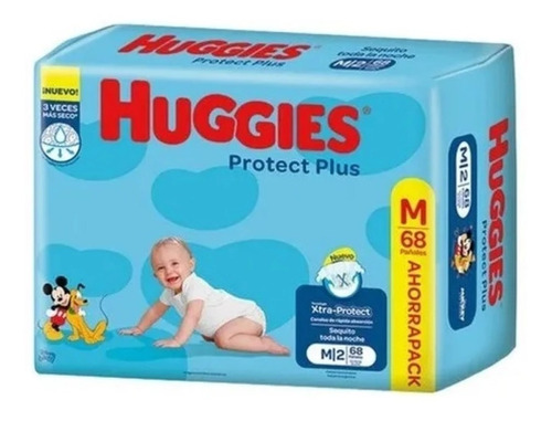 Pañales Huggies Protect Plus Talle M X 68 Unidades.