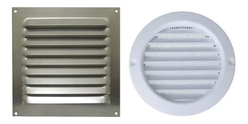 Imagem 1 de 5 de Kit Grade Ventilação Quadrada Alumínio + Grade Redonda Itc