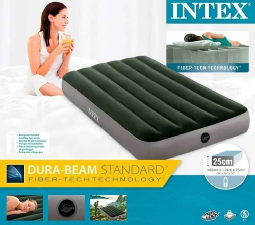 Colchón Aire Individual Inflable Cubierta Suave Intex 64107