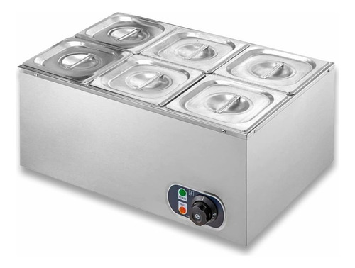 Rechaud Retangular 12 L Com 6 Cubas 1/6 Aço Inox Zprc06
