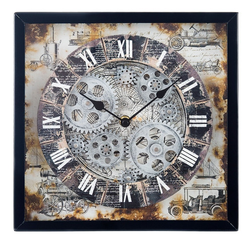 Reloj Engranes Cuadro De Pared Negro