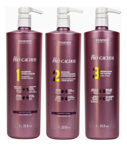 Kit Série Pró-cachos Shampoo, Máscara E Modelador 1000ml