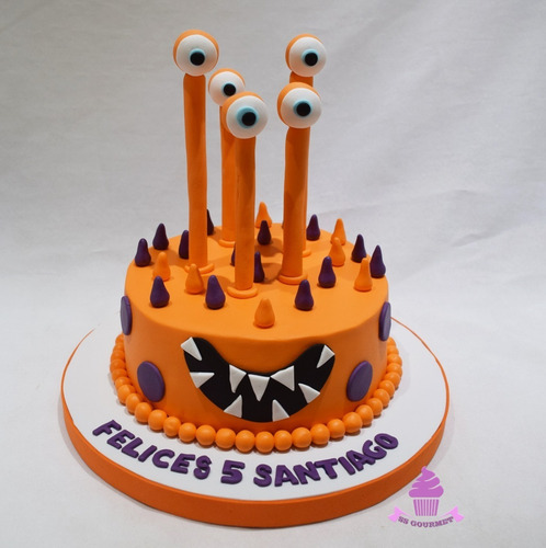 Torta Monstruo Monstruito Naranja Ojos - Tematica