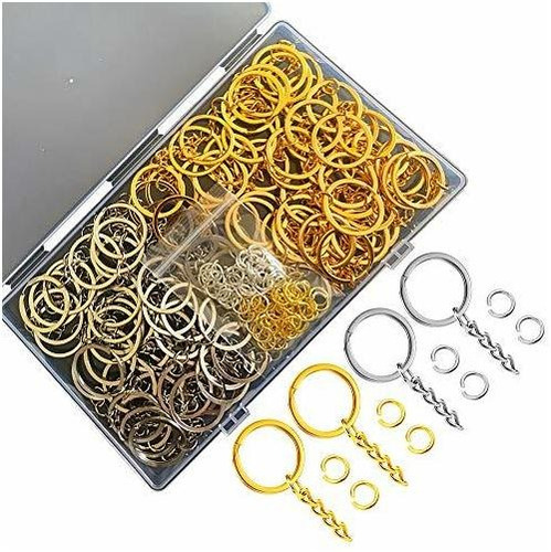 Llaveros -set Anillo Plano Cadena Aro -100u Dorado/plateado